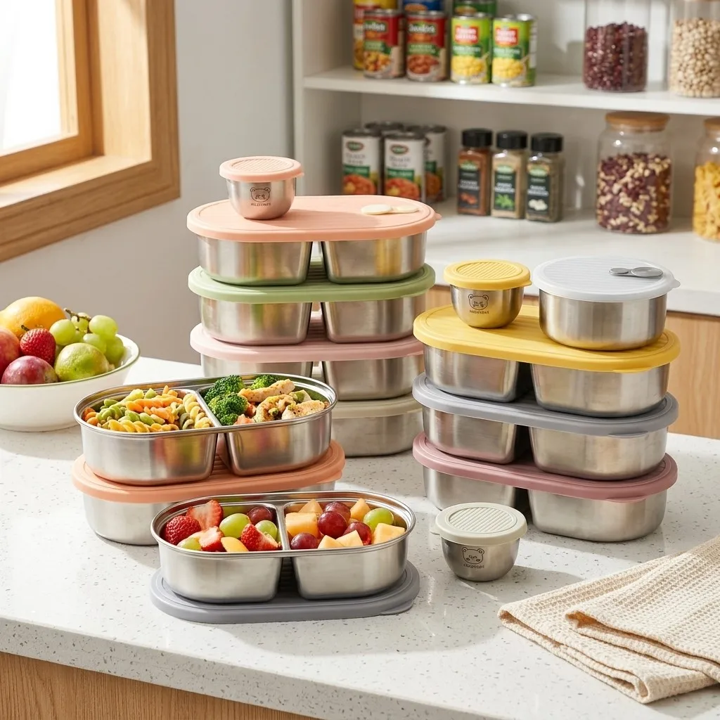 Food Storage With Dividers - Pojemnik na lunch z nieprzepuszczalnymi ściankami,