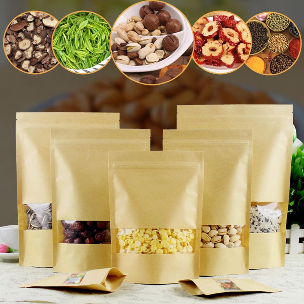 Food Storage Bag - Torby Kraft z przezroczystym okienkiem, wielokrotnego